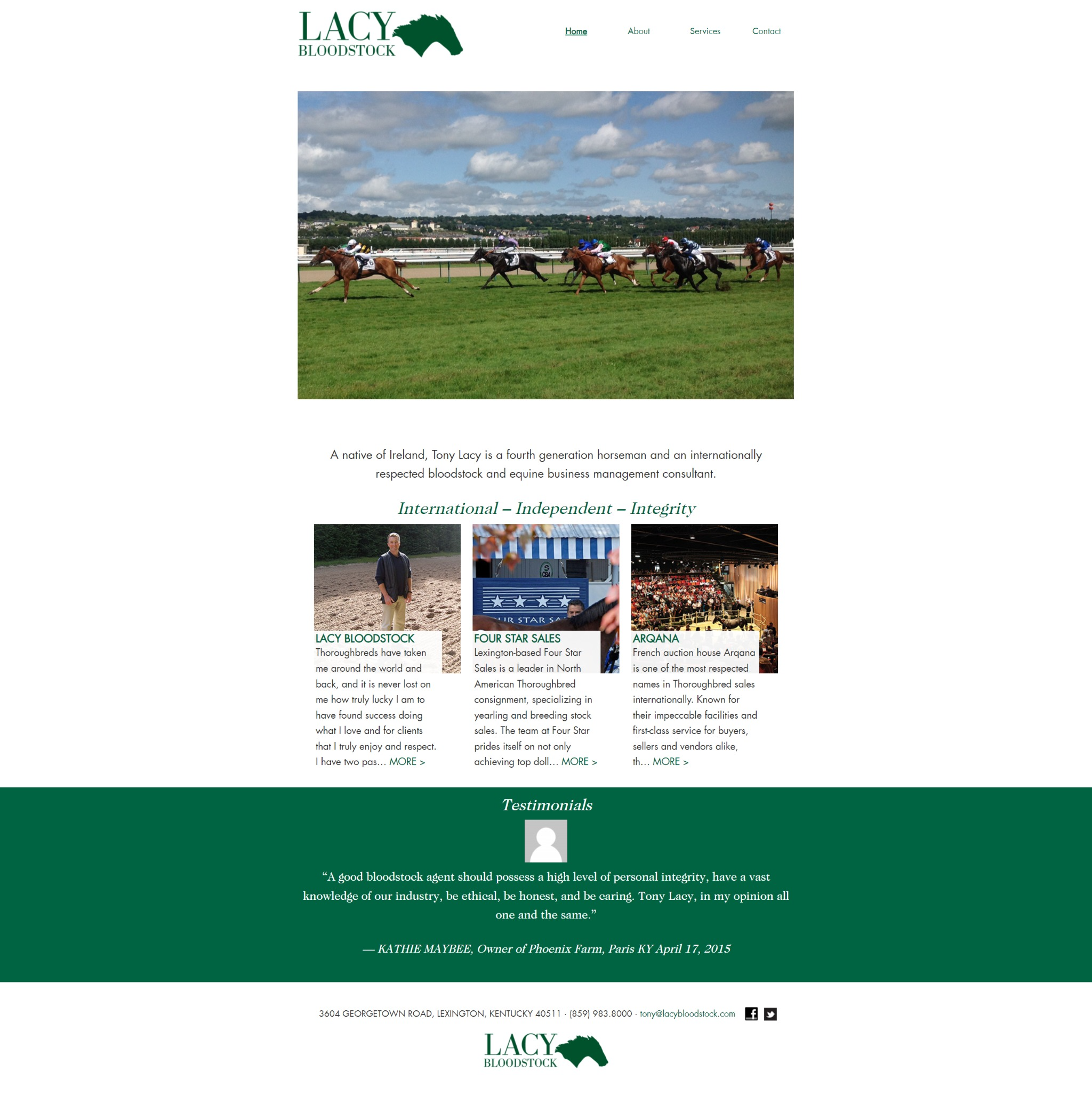 Designed a responsive WordPress theme for lacybloodstock.com
